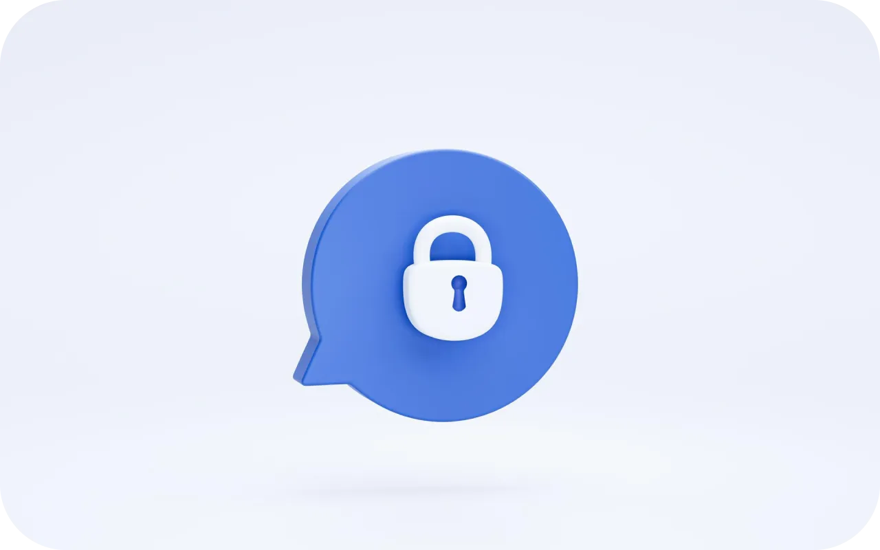 Ilustração de um cadeado dentro de um balão de conversa